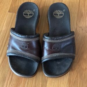 Timberland Dark Brown Leather Slides